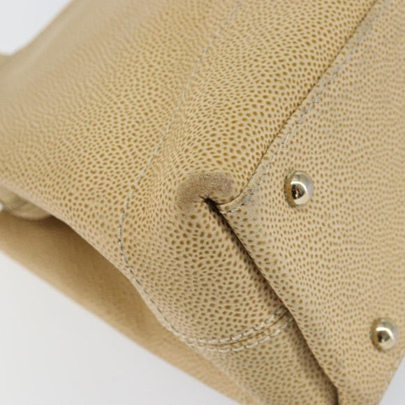 CHANEL Tote Bag Caviar Skin Beige Gold CC Auth BA7755