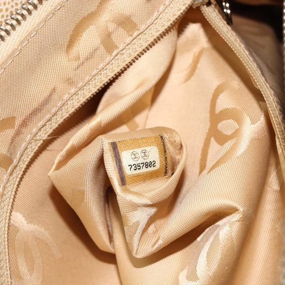 CHANEL Tote Bag Caviar Skin Beige Gold CC Auth BA7755