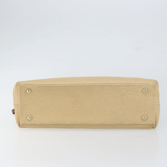 CHANEL Tote Bag Caviar Skin Beige Gold CC Auth BA7755