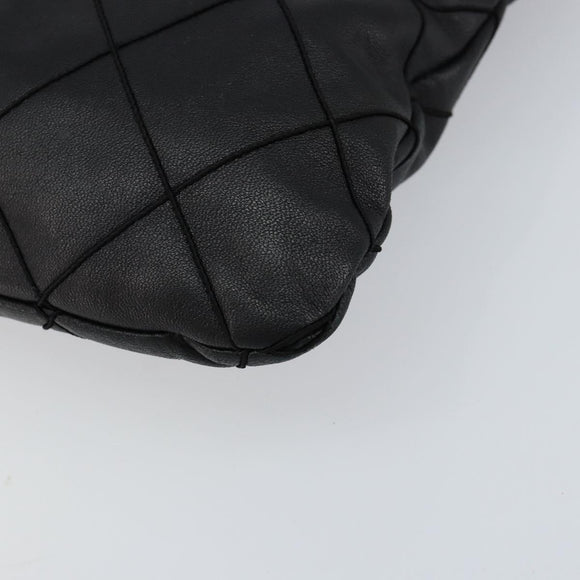 CHANEL Matelasse Chain Shoulder Bag Lamb Skin Black Gold CC Auth BA7756