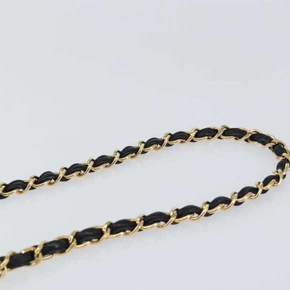 CHANEL Matelasse Chain Shoulder Bag Lamb Skin Black Gold CC Auth BA7756