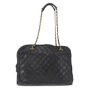 CHANEL Matelasse Chain Shoulder Bag Lamb Skin Black Gold CC Auth BA7757-1