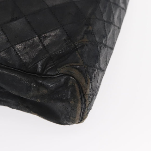 CHANEL Matelasse Chain Shoulder Bag Lamb Skin Black Gold CC Auth BA7757