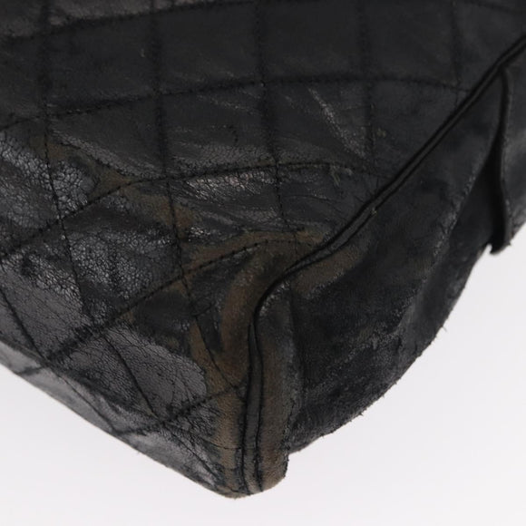 CHANEL Matelasse Chain Shoulder Bag Lamb Skin Black Gold CC Auth BA7757