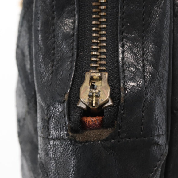 CHANEL Matelasse Chain Shoulder Bag Lamb Skin Black Gold CC Auth BA7757