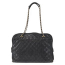 CHANEL Matelasse Chain Shoulder Bag Lamb Skin Black Gold CC Auth BA7757-13