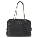 CHANEL Matelasse Chain Shoulder Bag Lamb Skin Black Gold CC Auth BA7757-2
