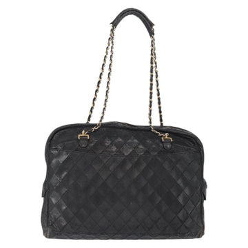 CHANEL Matelasse Chain Shoulder Bag Lamb Skin Black Gold CC Auth BA7757 - 0