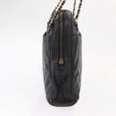 CHANEL Matelasse Chain Shoulder Bag Lamb Skin Black Gold CC Auth BA7757-4