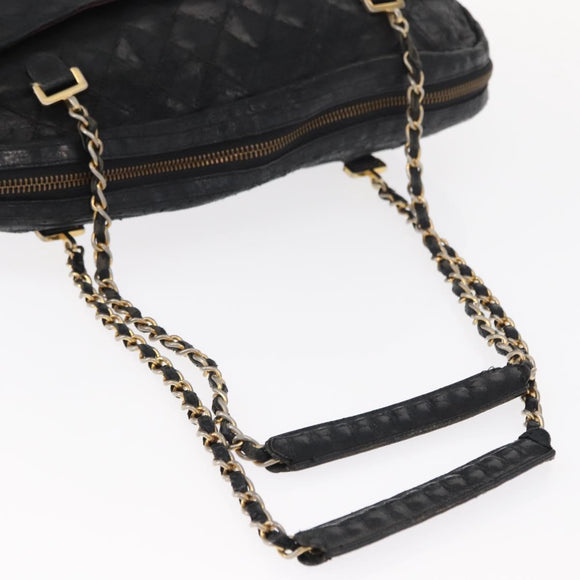 CHANEL Matelasse Chain Shoulder Bag Lamb Skin Black Gold CC Auth BA7757