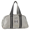 CHANEL Sports Line Boston Bag Nylon Silver CC Auth BA7758-1
