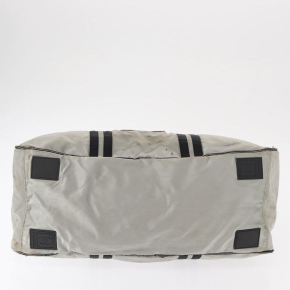 CHANEL Sports Line Boston Bag Nylon Silver CC Auth BA7758