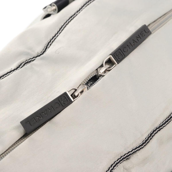 CHANEL Sports Line Boston Bag Nylon Silver CC Auth BA7758