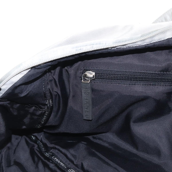 CHANEL Sports Line Boston Bag Nylon Silver CC Auth BA7758