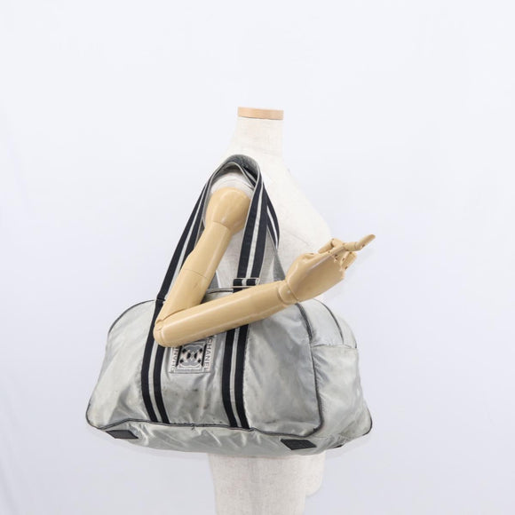 CHANEL Sports Line Boston Bag Nylon Silver CC Auth BA7758
