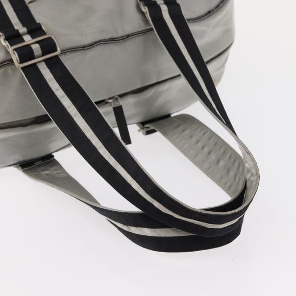 CHANEL Sports Line Boston Bag Nylon Silver CC Auth BA7758