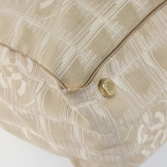 CHANEL New Travel Line Tote Bag Nylon Beige Gold CC Auth BA7759