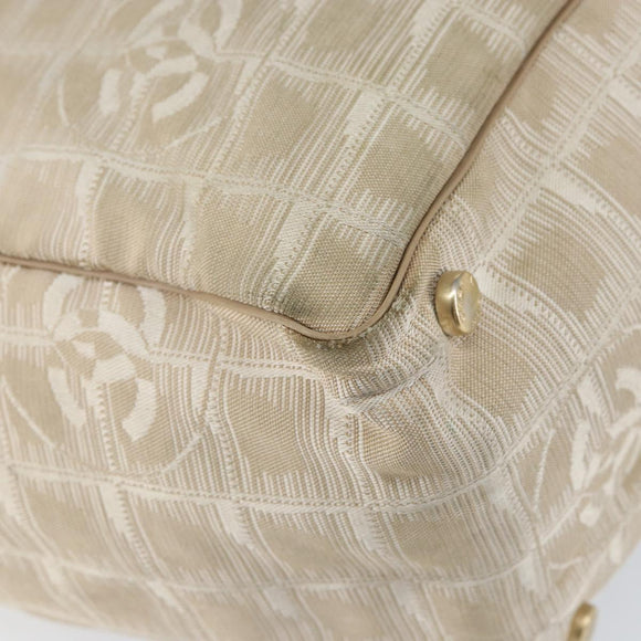 CHANEL New Travel Line Tote Bag Nylon Beige Gold CC Auth BA7759