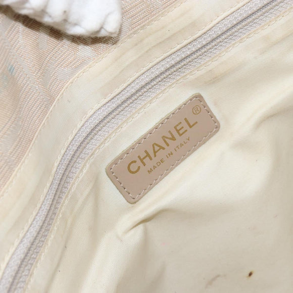 CHANEL New Travel Line Tote Bag Nylon Beige Gold CC Auth BA7759