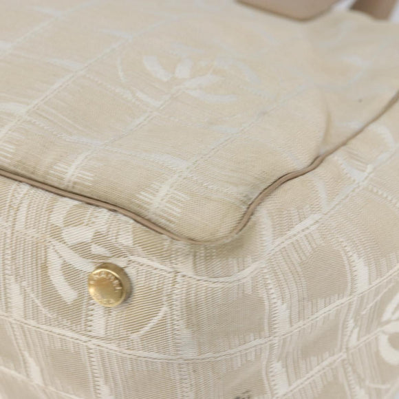 CHANEL New Travel Line Tote Bag Nylon Beige Gold CC Auth BA7760