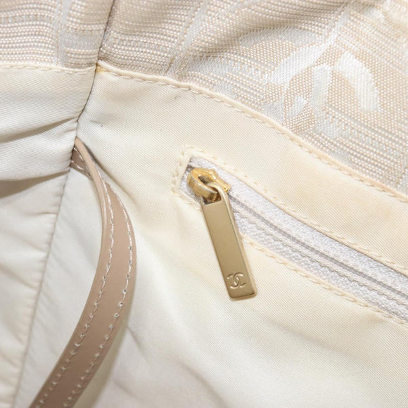 CHANEL New Travel Line Tote Bag Nylon Beige Gold CC Auth BA7760