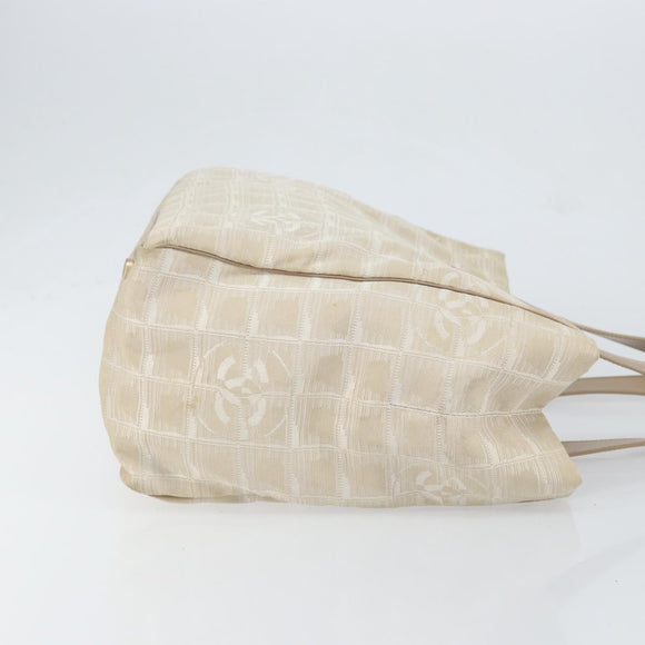 CHANEL New Travel Line Tote Bag Nylon Beige Gold CC Auth BA7760