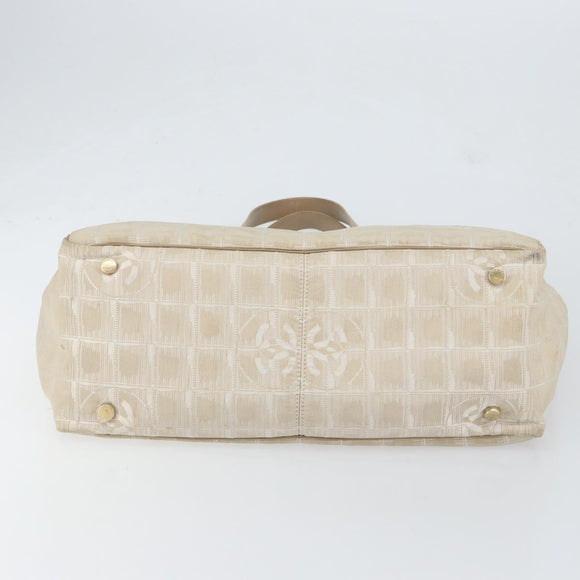 CHANEL New Travel Line Tote Bag Nylon Beige Gold CC Auth BA7760