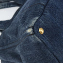 PRADA Canapa MM Hand Bag Denim Blue Gold Auth BA7761-9