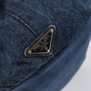 PRADA Canapa MM Hand Bag Denim Blue Gold Auth BA7761-17