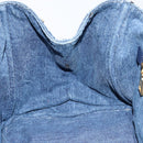 PRADA Canapa MM Hand Bag Denim Blue Gold Auth BA7761-20