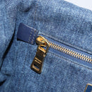 PRADA Canapa MM Hand Bag Denim Blue Gold Auth BA7761-21