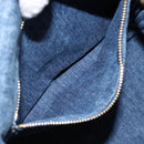 PRADA Canapa MM Hand Bag Denim Blue Gold Auth BA7761-22