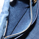 PRADA Canapa MM Hand Bag Denim Blue Gold Auth BA7761-23