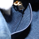 PRADA Canapa MM Hand Bag Denim Blue Gold Auth BA7761-24