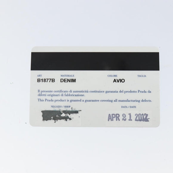 PRADA Canapa MM Hand Bag Denim Blue Gold Auth BA7761