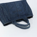 PRADA Canapa MM Hand Bag Denim Blue Gold Auth BA7761-6