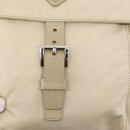 PRADA Shoulder Bag Nylon Beige Silver Auth BA7762-19