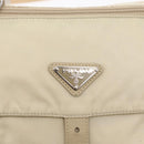 PRADA Shoulder Bag Nylon Beige Silver Auth BA7762-20