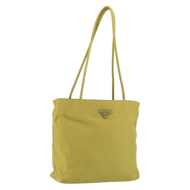 PRADA Shoulder Bag Nylon Yellow Silver Auth BA7763