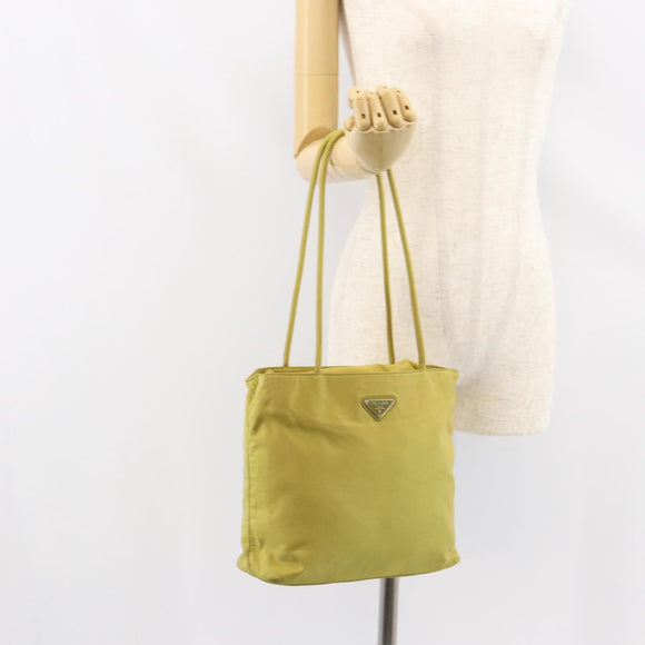 PRADA Shoulder Bag Nylon Yellow Silver Auth BA7763