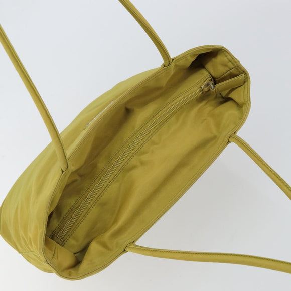 PRADA Shoulder Bag Nylon Yellow Silver Auth BA7763