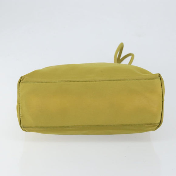 PRADA Shoulder Bag Nylon Yellow Silver Auth BA7763