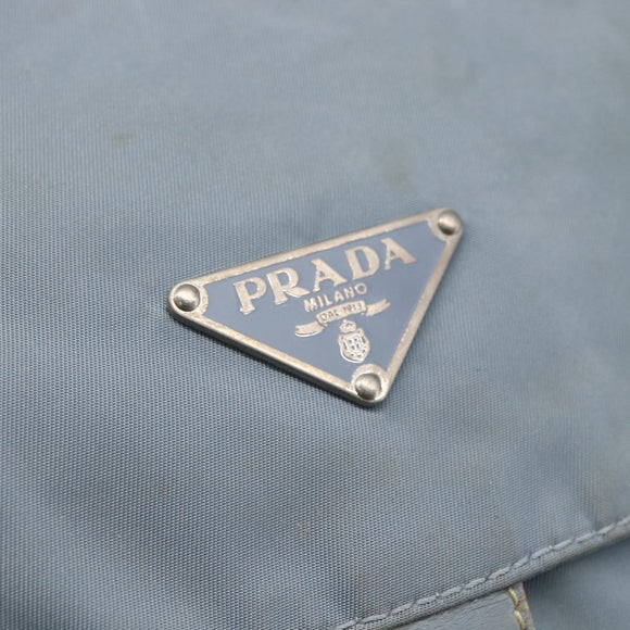 PRADA Shoulder Bag Nylon Light Blue Silver Auth BA7764