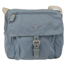 PRADA Shoulder Bag Nylon Light Blue Silver Auth BA7764-13