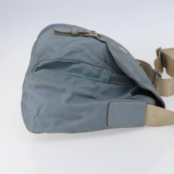 PRADA Shoulder Bag Nylon Light Blue Silver Auth BA7764