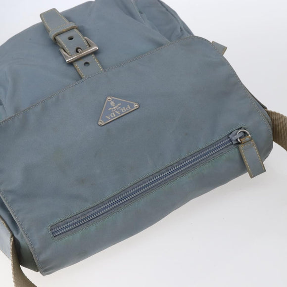 PRADA Shoulder Bag Nylon Light Blue Silver Auth BA7764