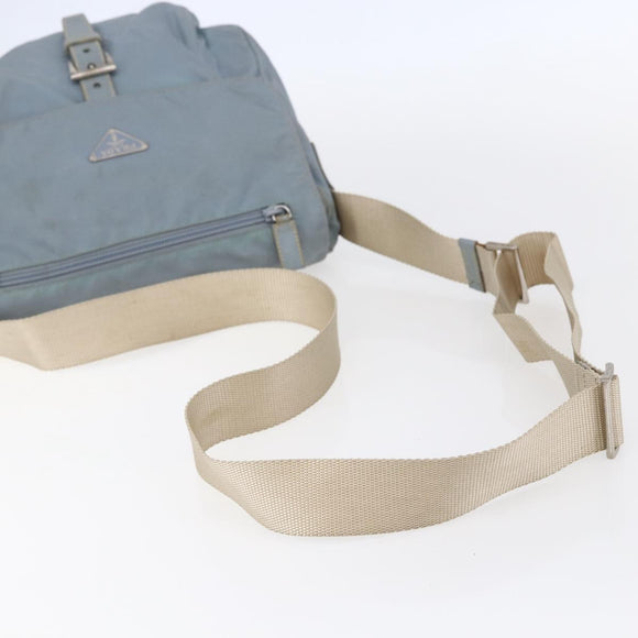PRADA Shoulder Bag Nylon Light Blue Silver Auth BA7764