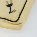 PRADA Hand Bag Nylon Leather Beige Silver Auth BA7765-9