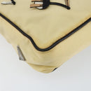 PRADA Hand Bag Nylon Leather Beige Silver Auth BA7765-14