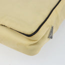 PRADA Hand Bag Nylon Leather Beige Silver Auth BA7765-15